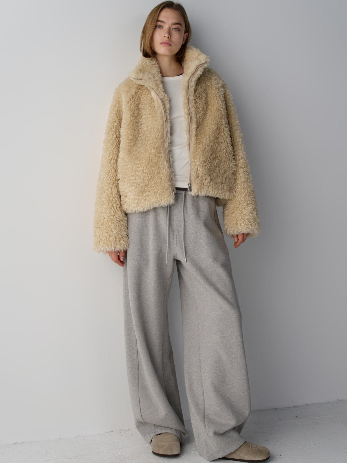 Curved Warm Sweatpants_melange grey