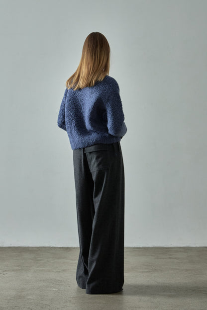 Relaxed Wool Banding Pants_dark charcoal