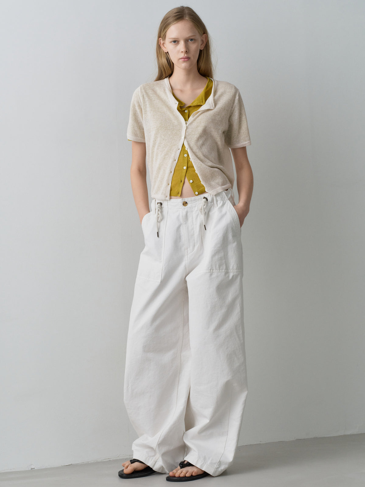 String Fatigue Pants_white