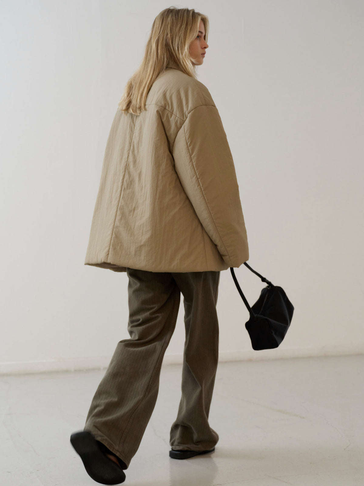 Padded Curved-Sleeve Blazer_mocha