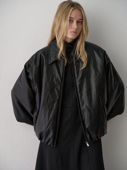 Leather Bomber Jacket_black