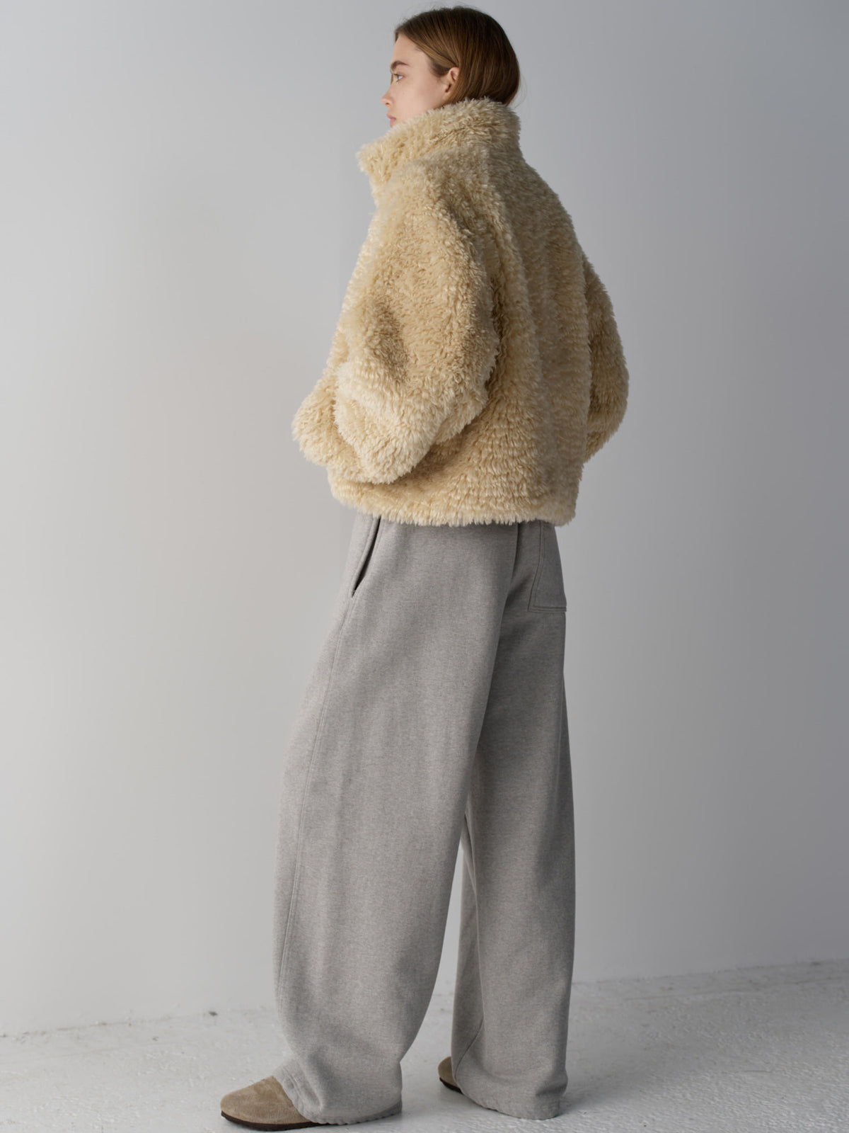 Curved Warm Sweatpants_melange grey