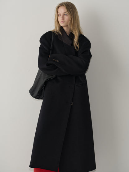 Cashmere Stand Collar Coat_black