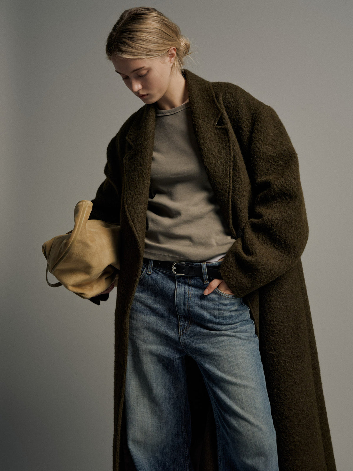 Lama Wool Single Coat_khaki