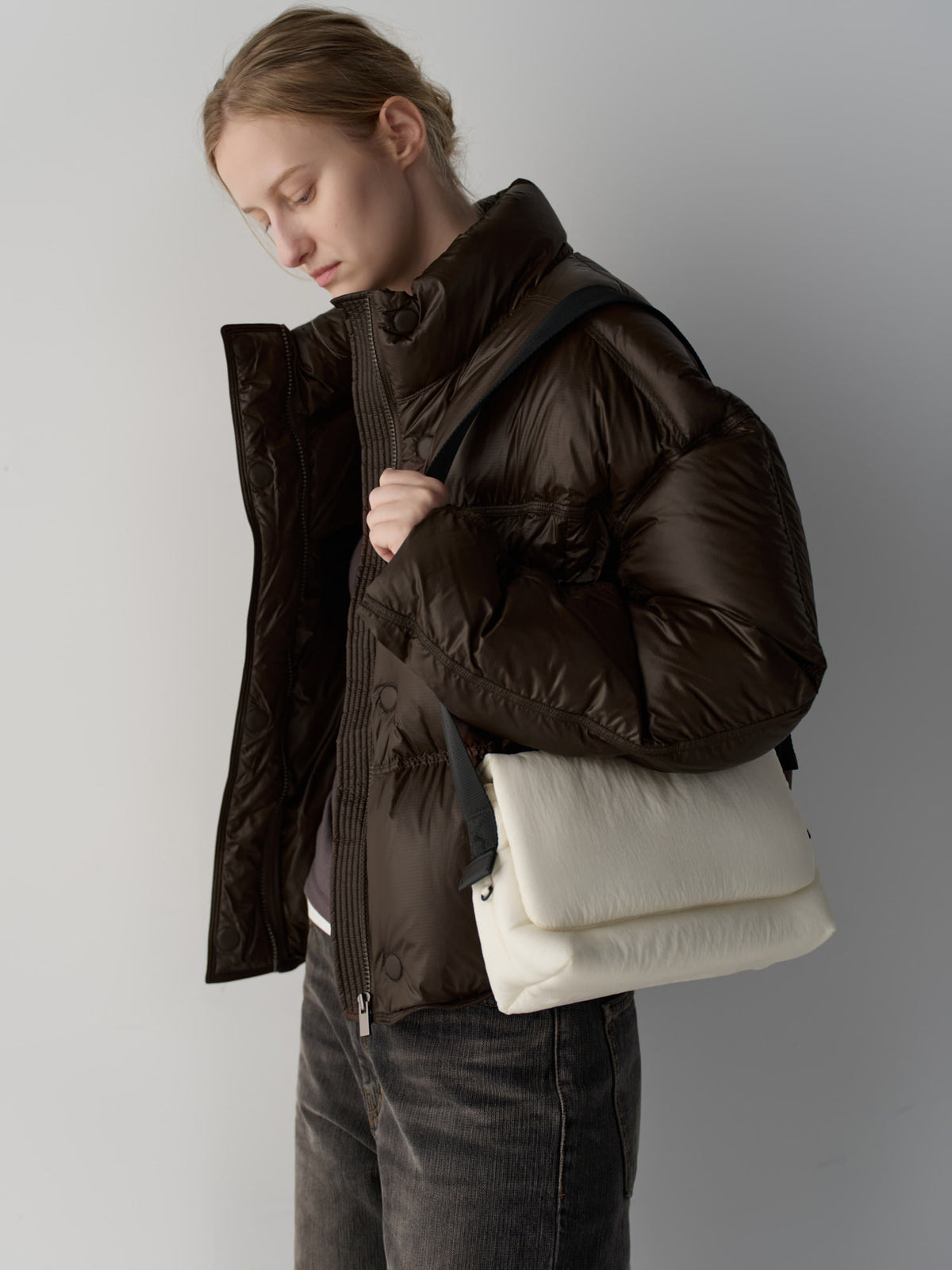 Stitch Goose Down Crop Padding_brown