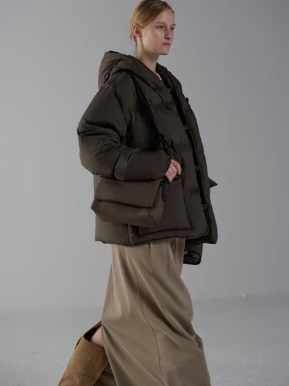 Goose Down Hooded Puffer_brown