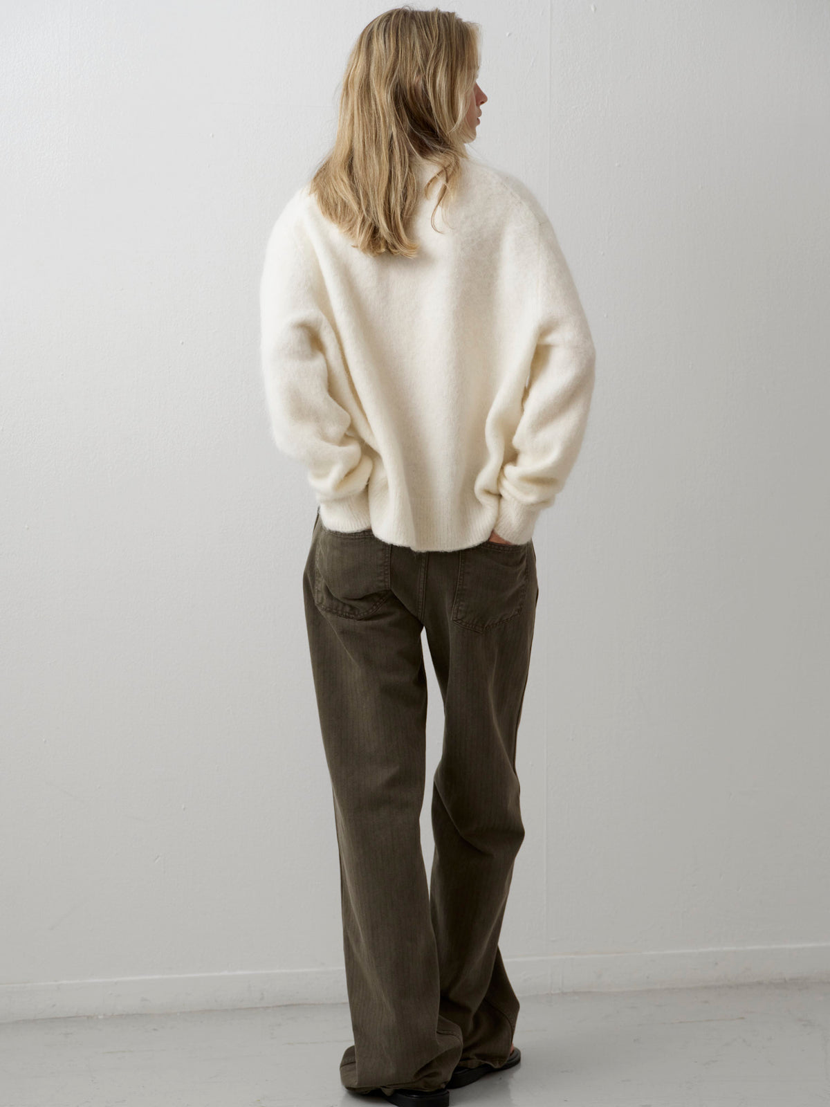 Striped Straight Denim_khaki