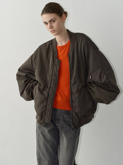 Oversized Bomber Jacket_brown