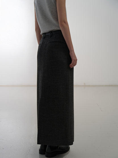 Wool Twill Maxi Skirt_Charcoal
