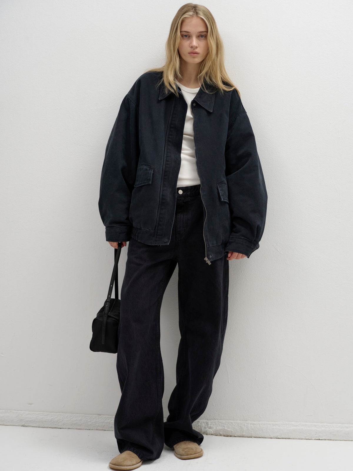 Overfit Vintage Cotton Blouson_Blue Charcoal