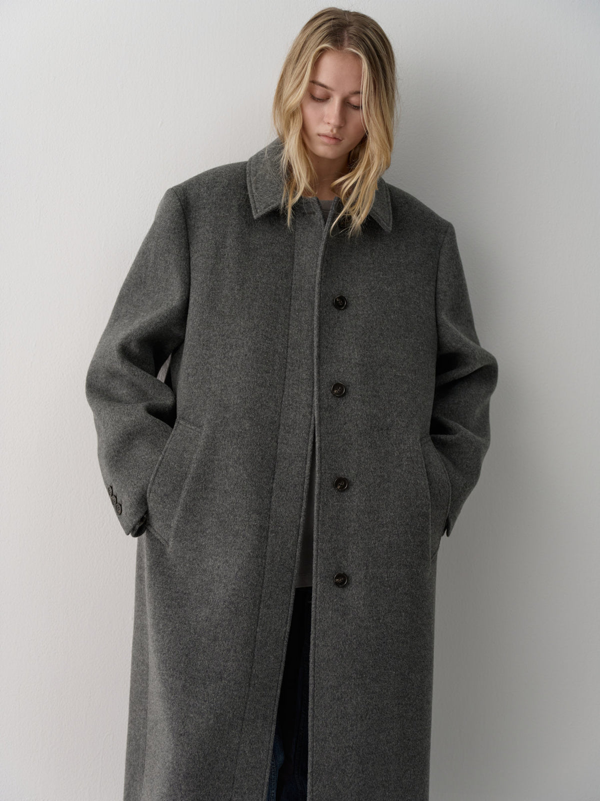 Cashmere Straight Mac Coat_charcoal