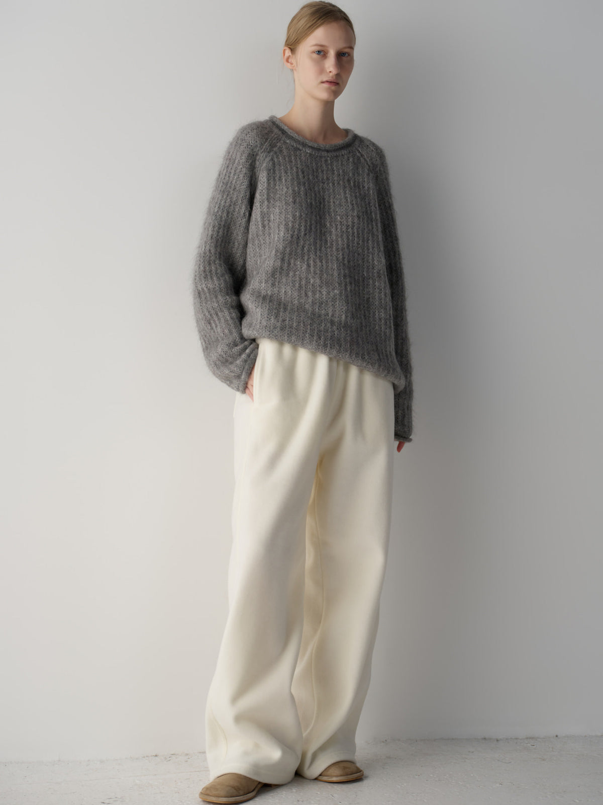 Wool Fleece Banding Pants_ivory
