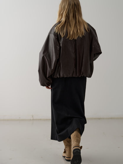 Leather Bomber Jacket_brown