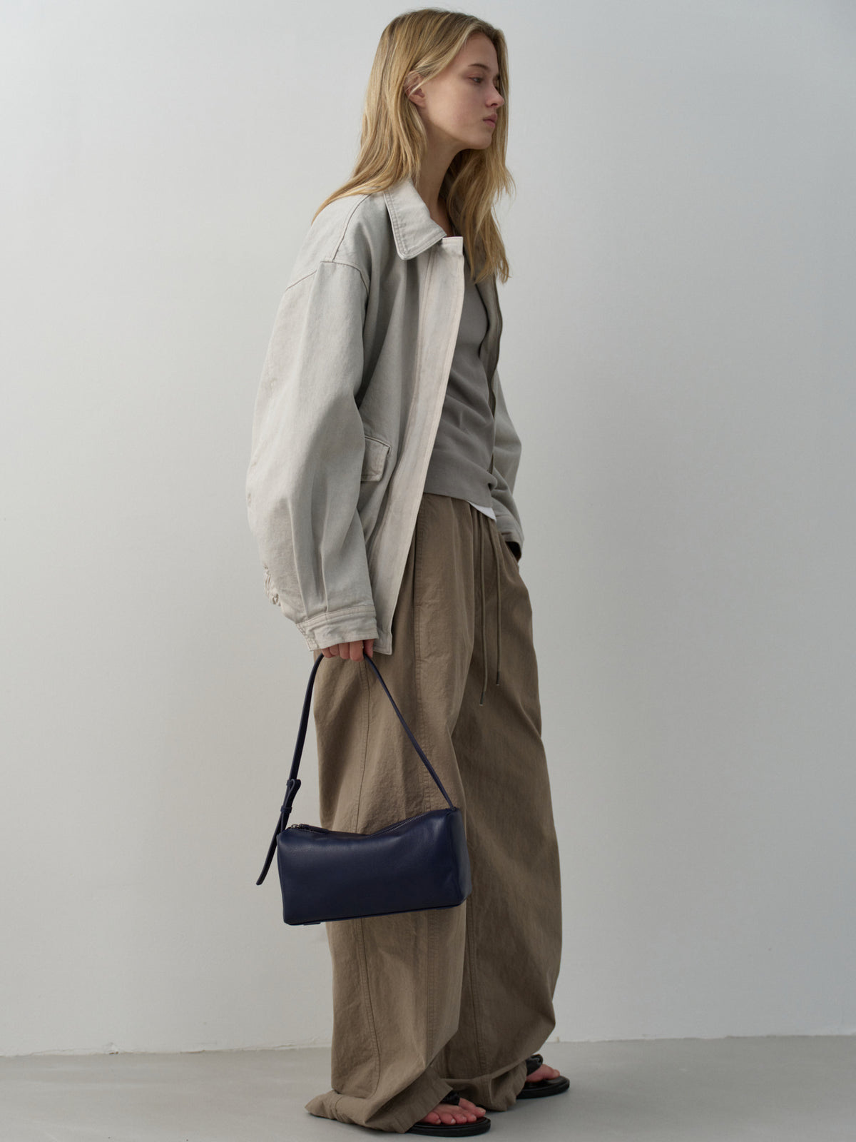 Oversized Fit Utility Cotton Blouson_sand grey