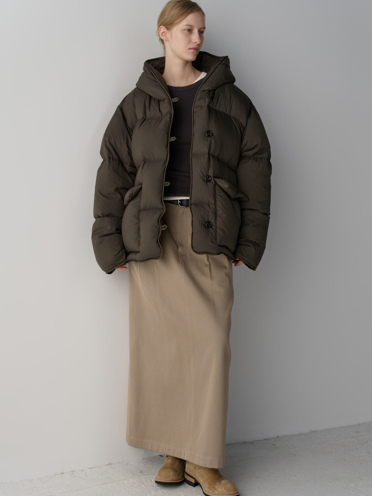 Goose Down Hooded Puffer_brown