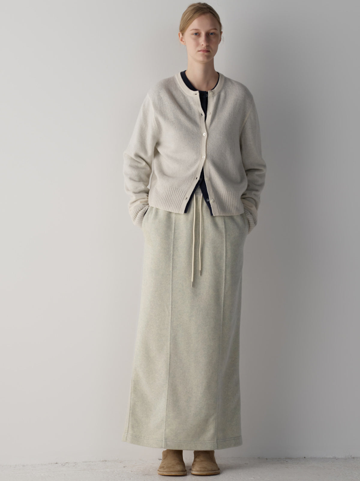 Wool Fleece Banding Skirt_oatmeal