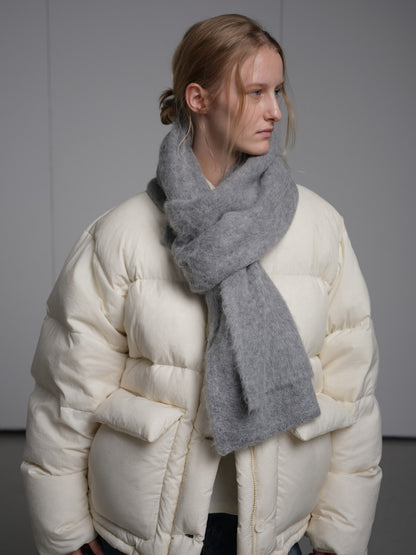 Goose down button puffer_ivory