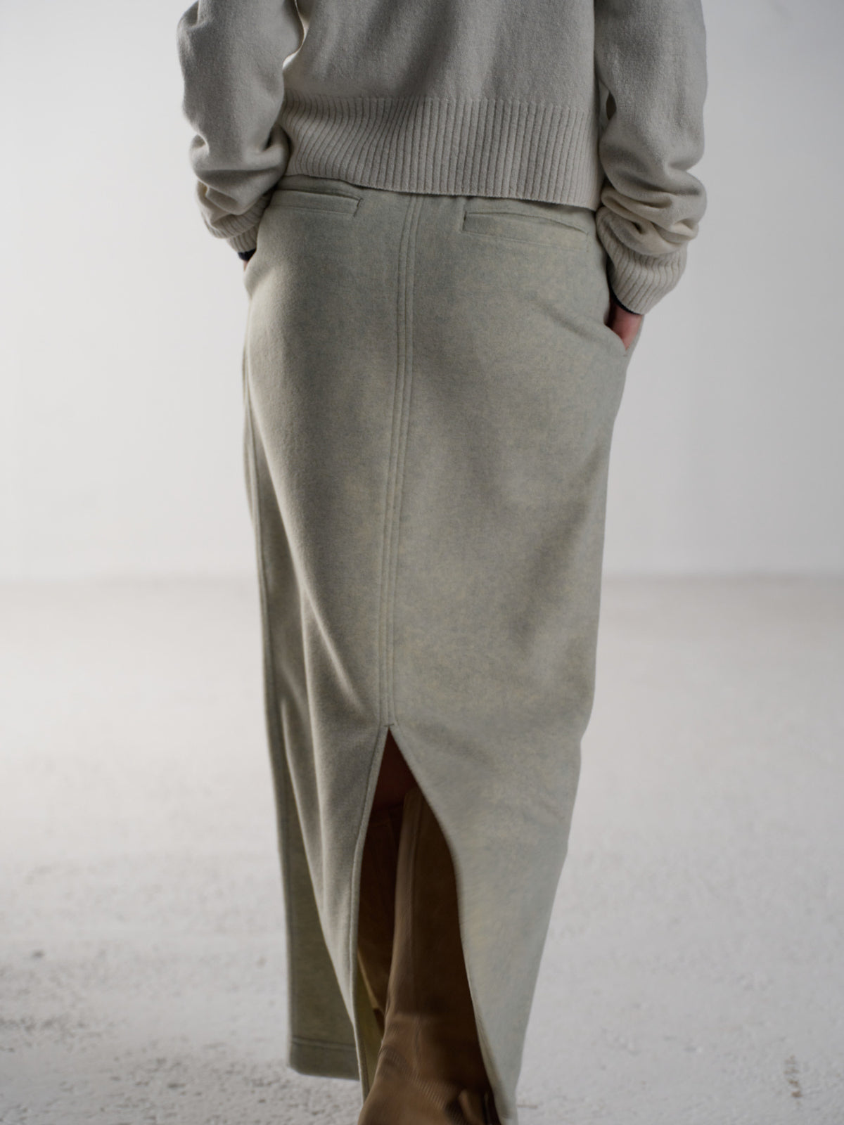 Wool Fleece Banding Skirt_oatmeal