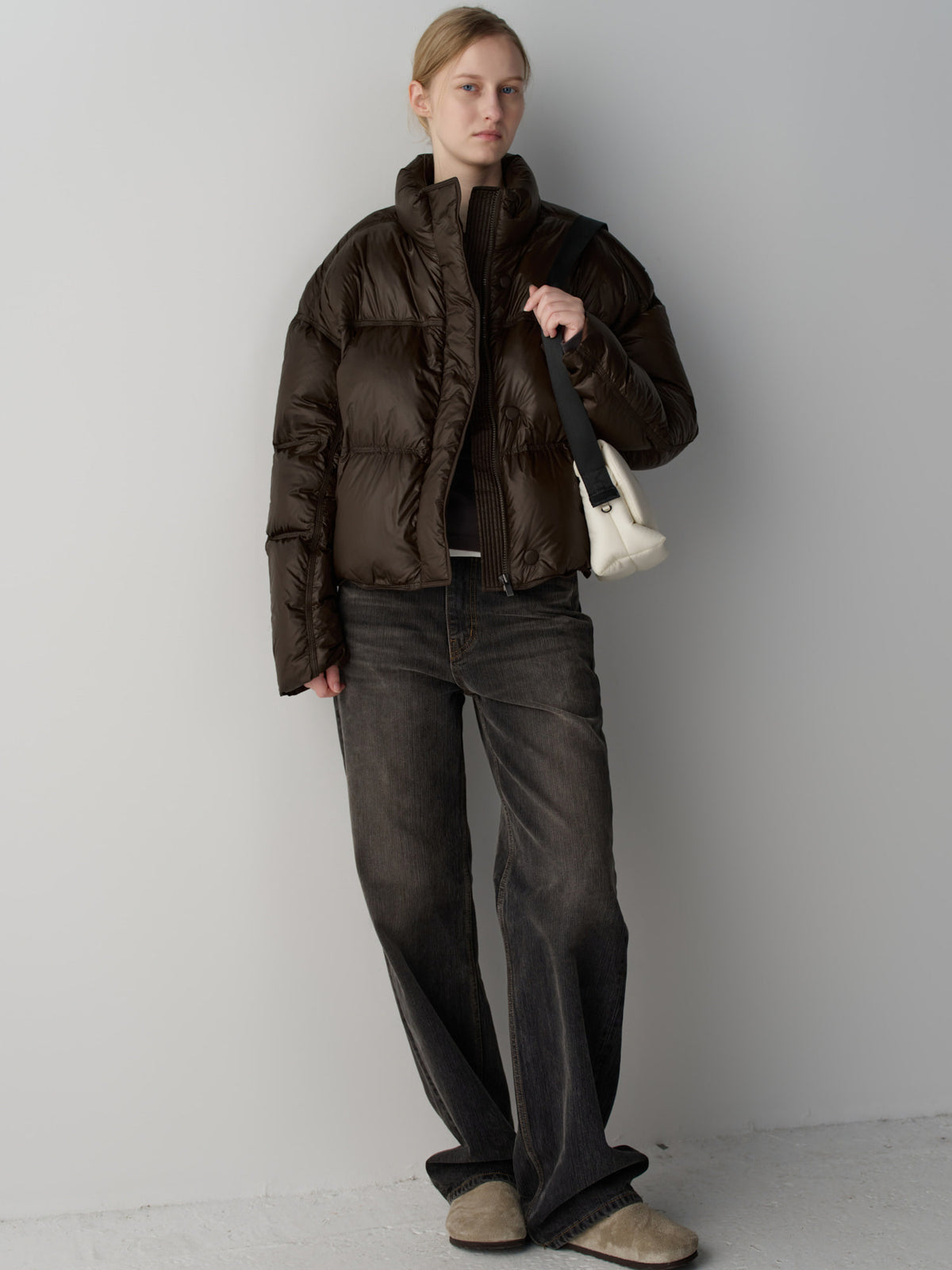 Stitch Goose Down Crop Padding_brown