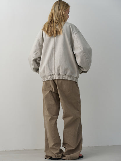 Oversized Fit Utility Cotton Blouson_sand grey
