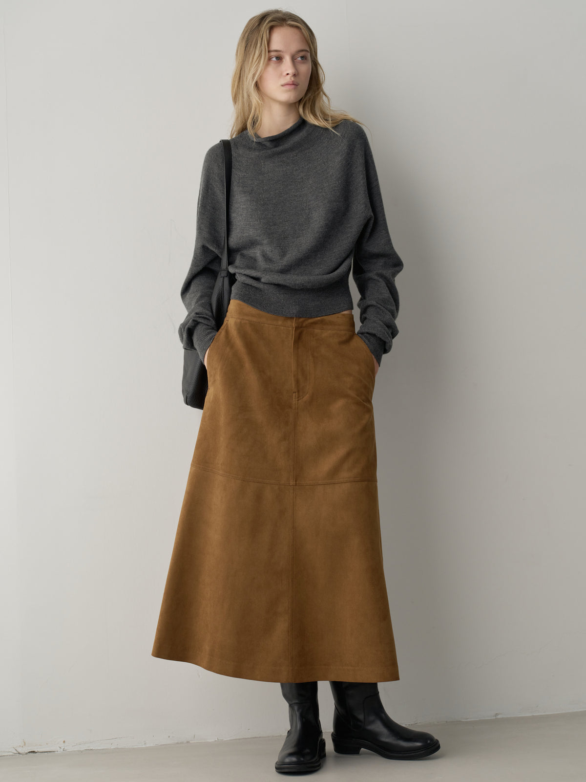 [11/25 Pre-order] Merino Wool Mock Neck Knit_charcoal
