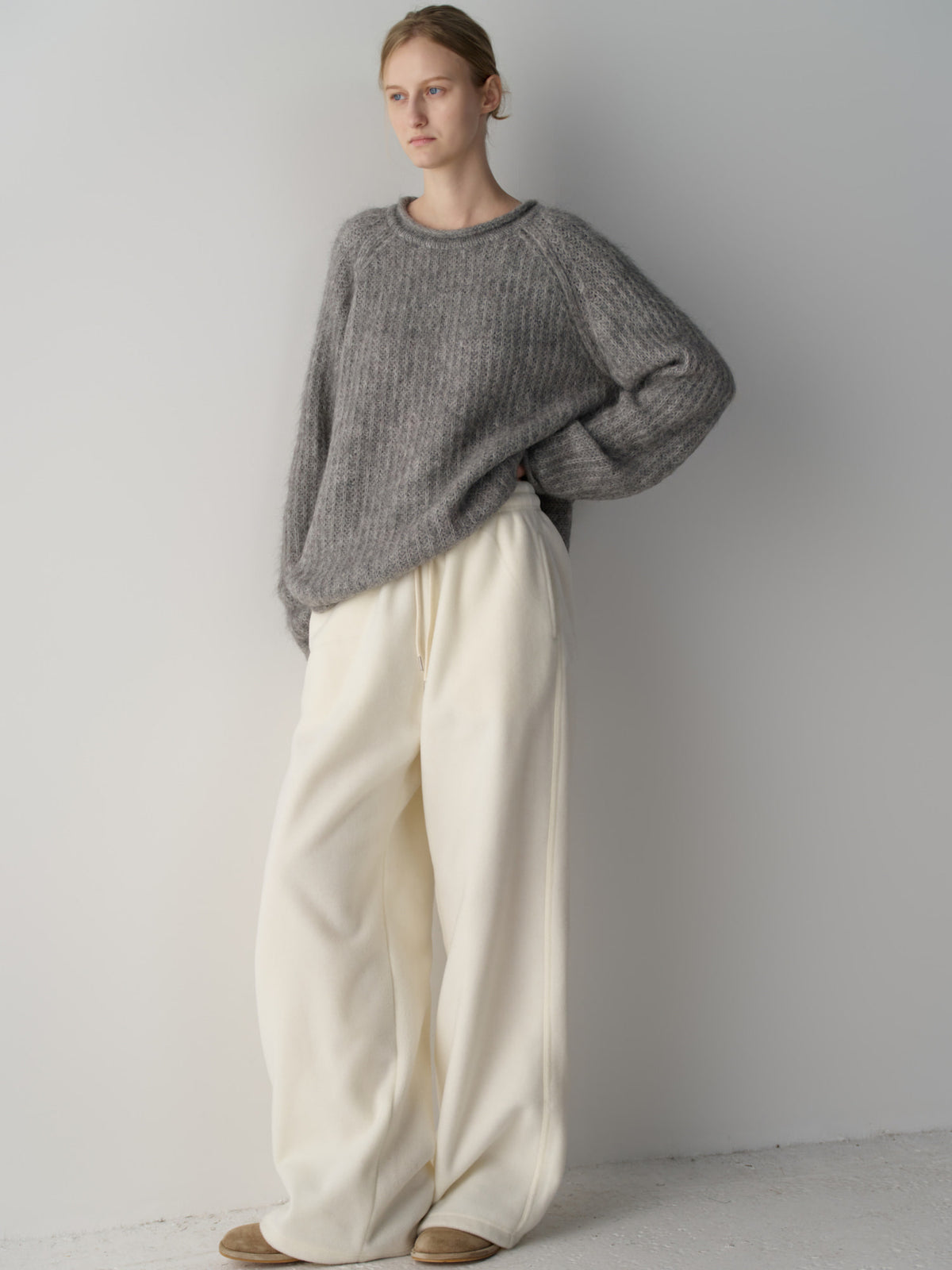 Wool Fleece Banding Pants_ivory