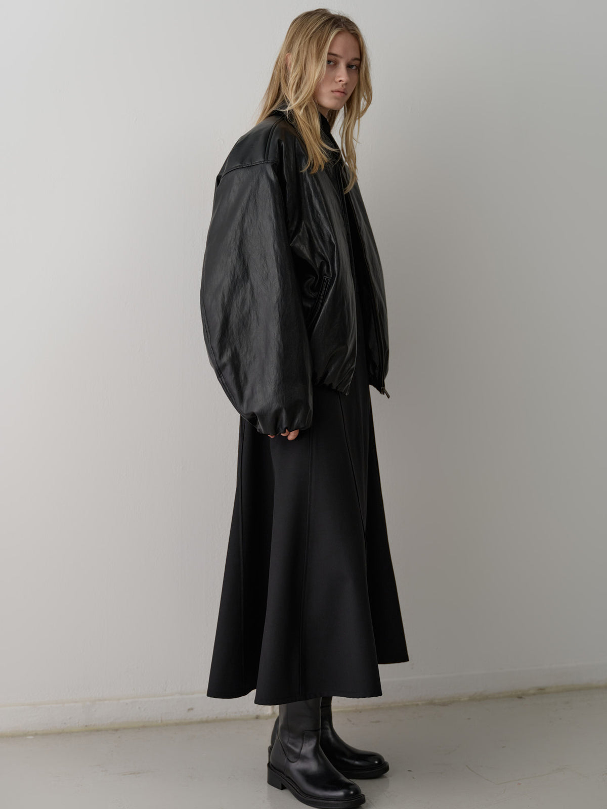 Leather Bomber Jacket_black