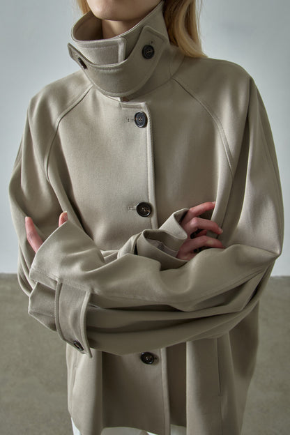 Overfit Cotton Half Coat_olive beige