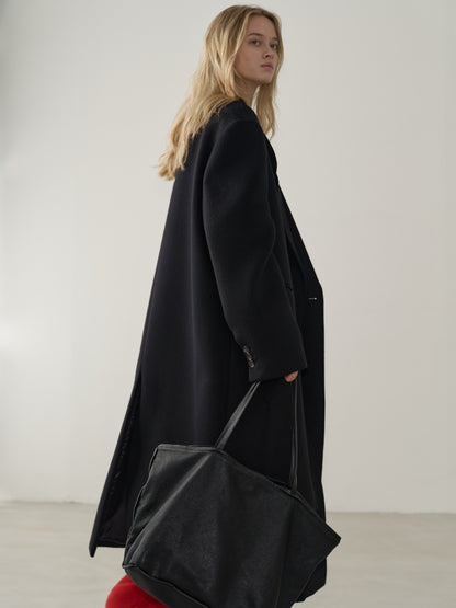 Cashmere Stand Collar Coat_black