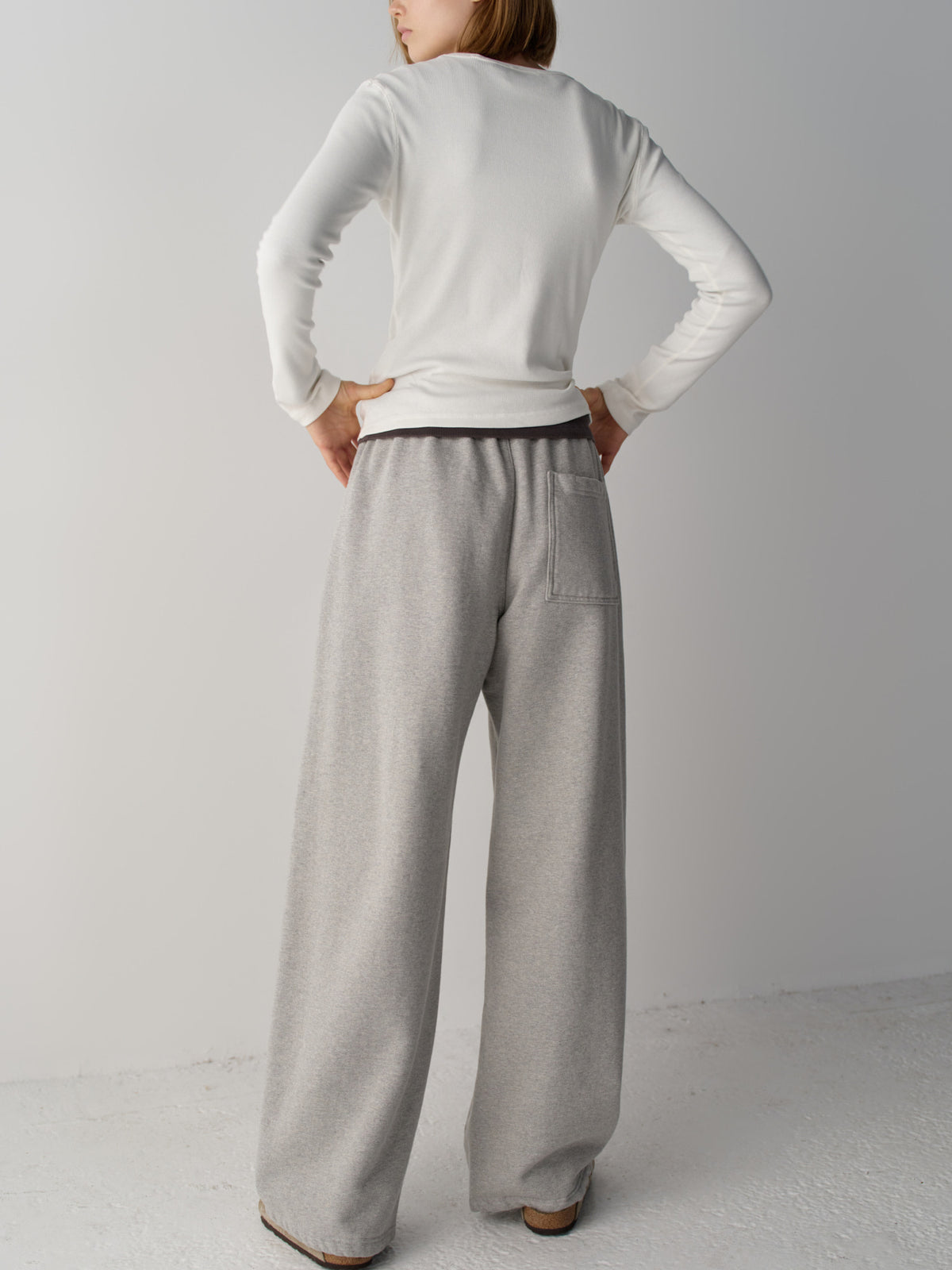 Curved Warm Sweatpants_melange grey