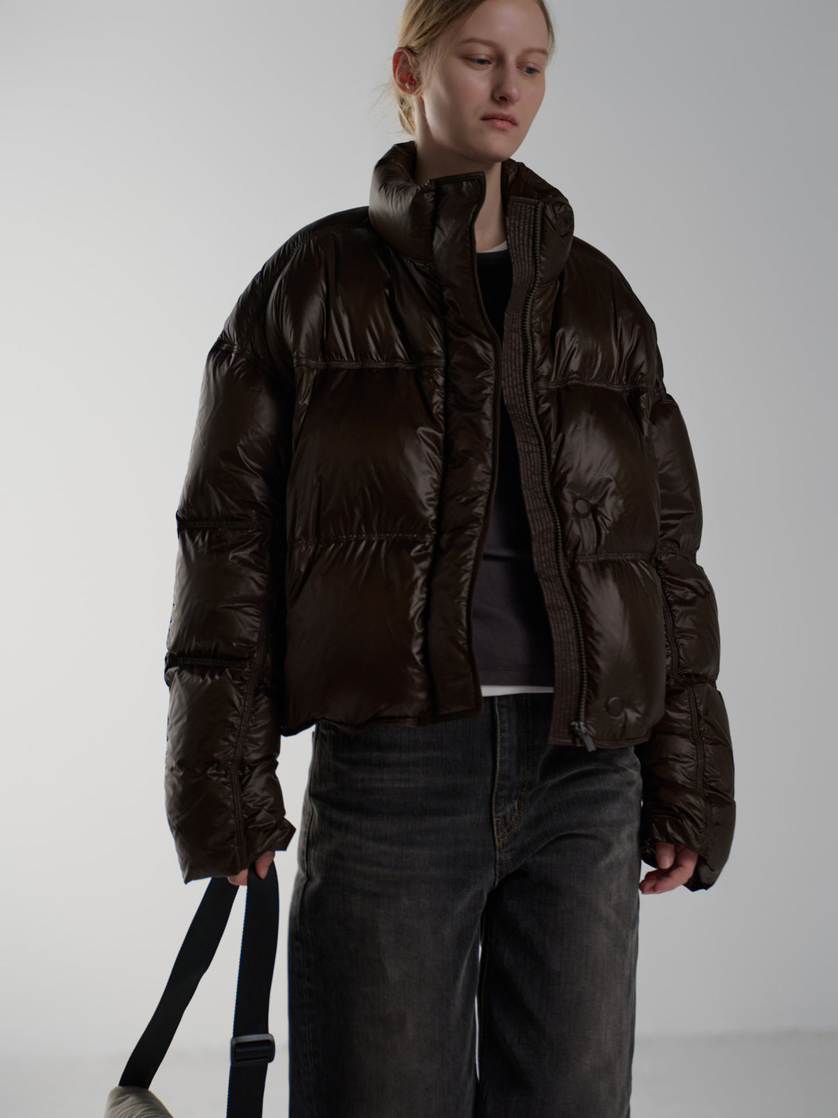 Stitch Goose Down Crop Padding_brown