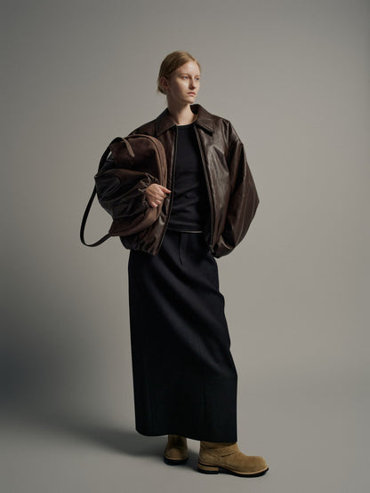Leather Bomber Jacket_brown