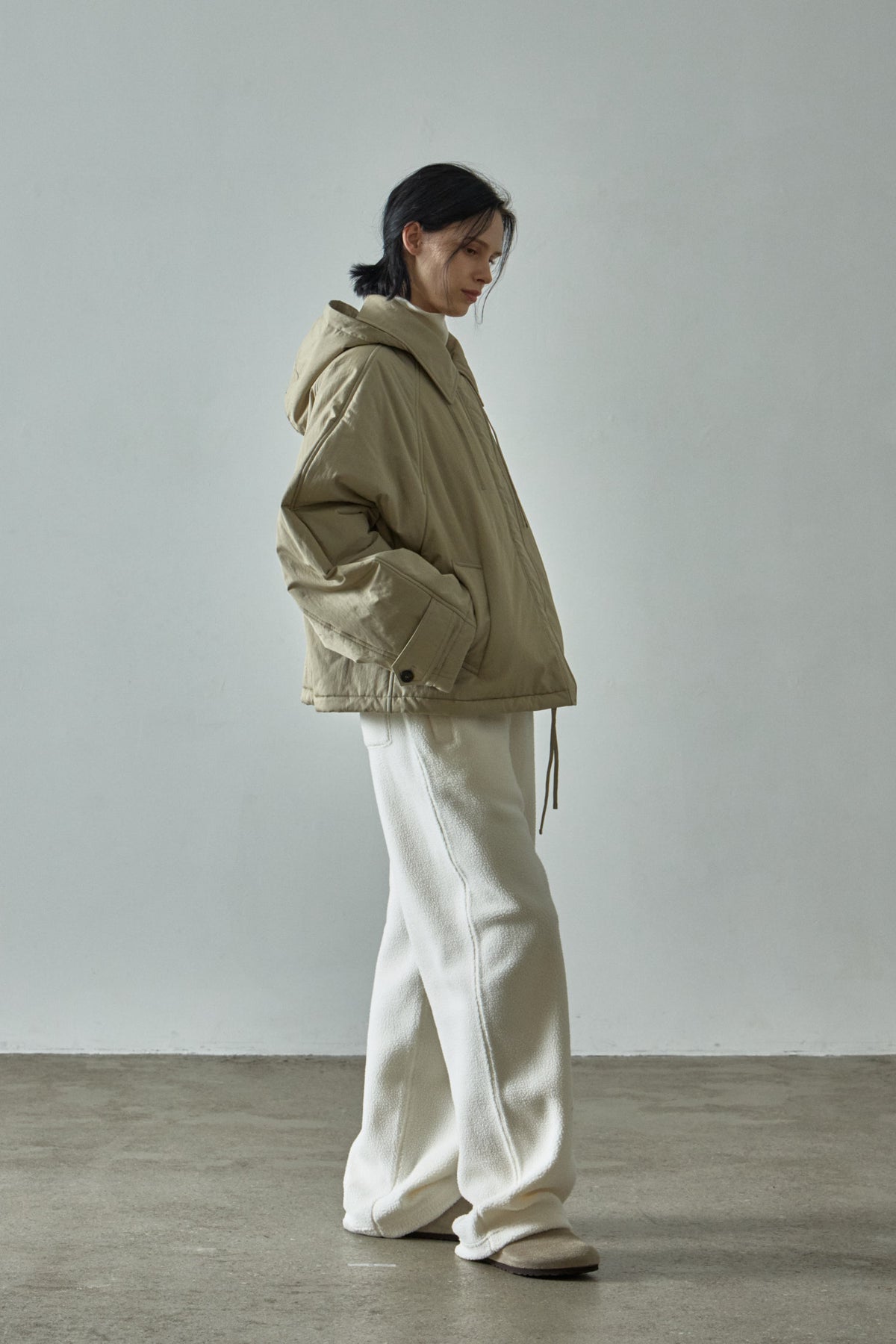 Minimal Hooded Padded Jacket_beige