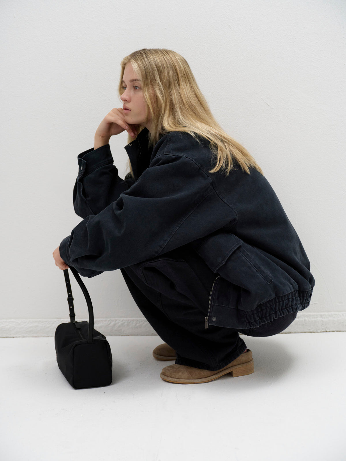 Overfit Vintage Cotton Blouson_Blue Charcoal