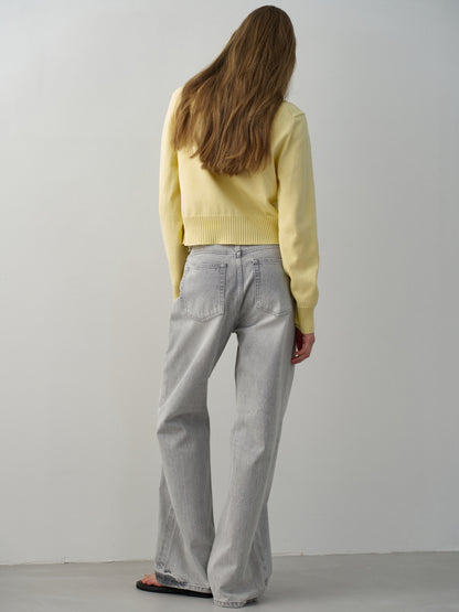 High-Waist Straight Jeans_light grey