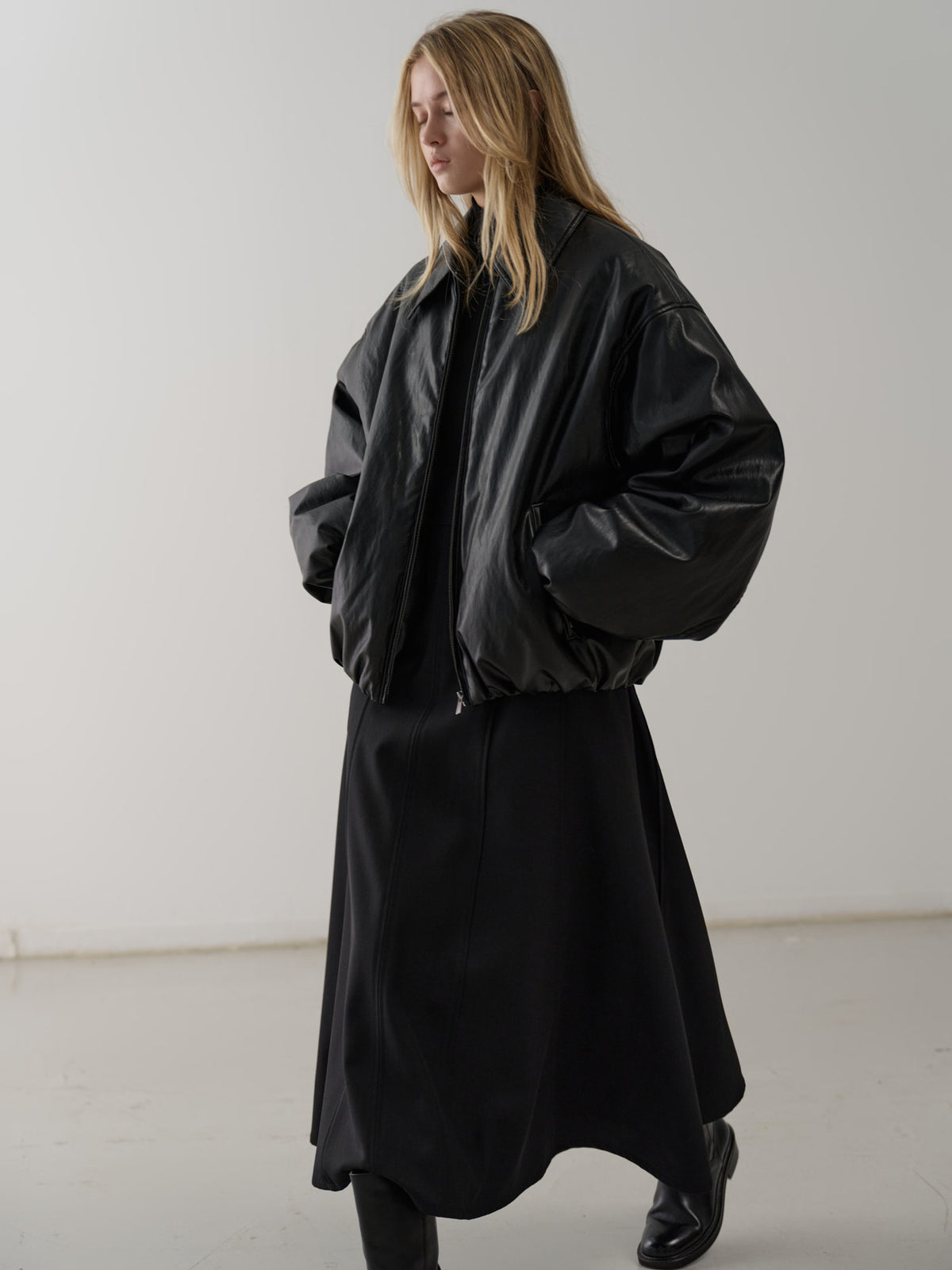 Leather Bomber Jacket_black