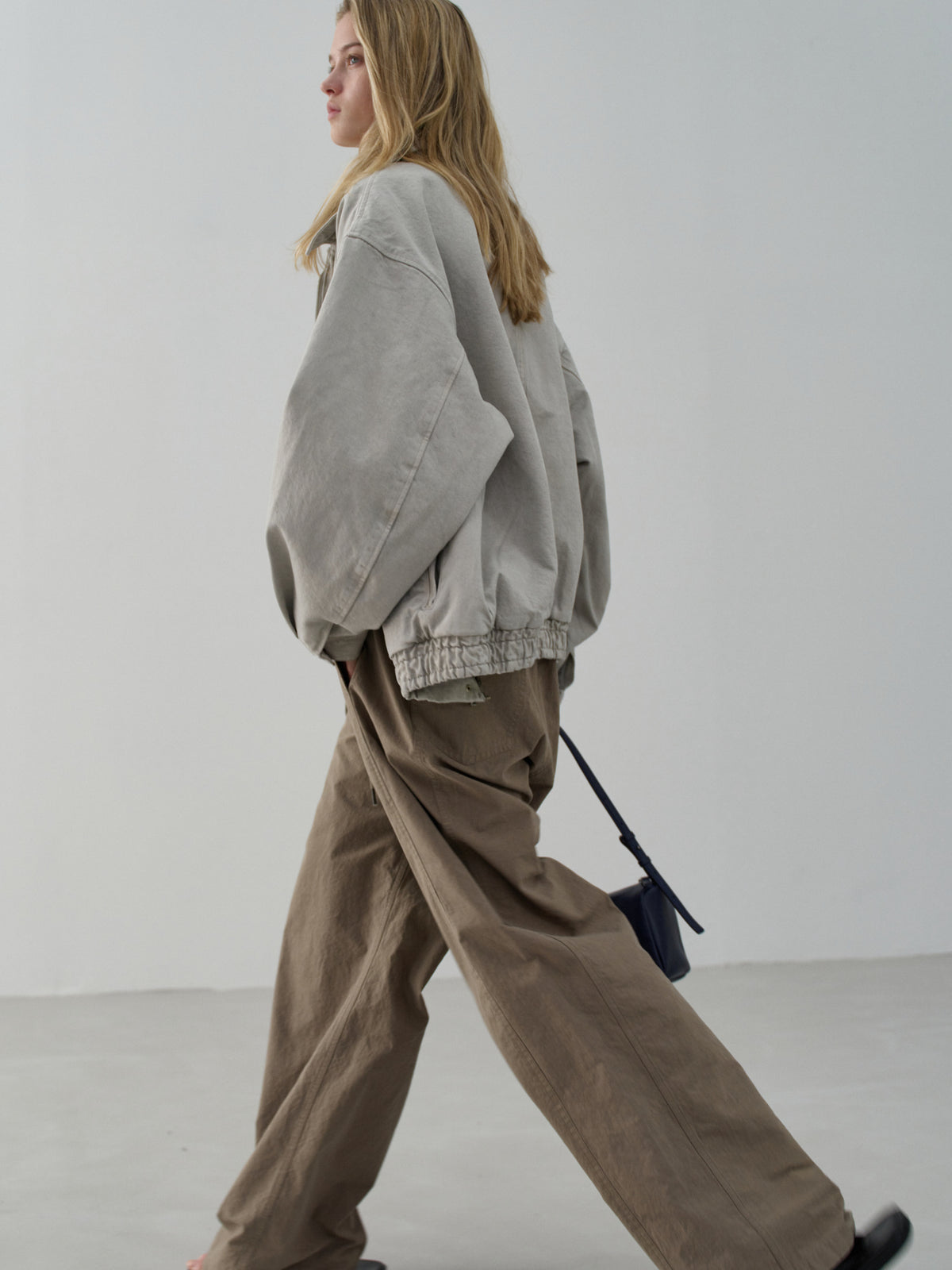 Oversized Fit Utility Cotton Blouson_sand grey