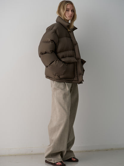 Goose down button puffer_brown