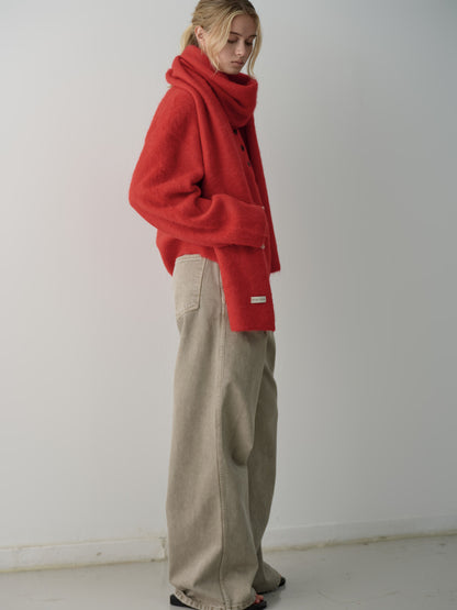 Alpaca Henley Neck Sweater_red
