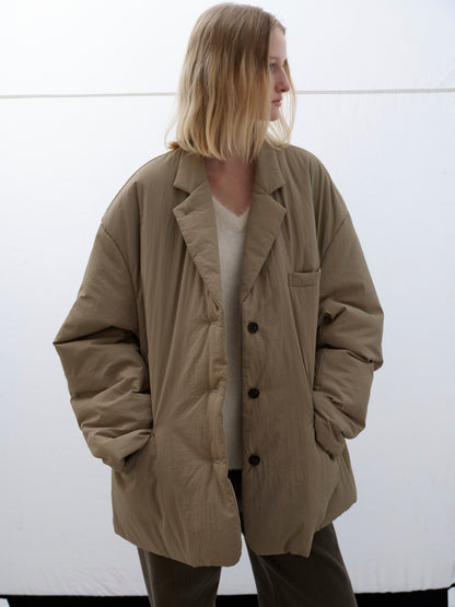 Padded Curved-Sleeve Blazer_mocha