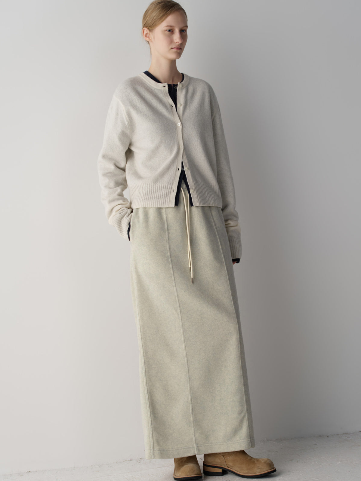 Wool Fleece Banding Skirt_oatmeal