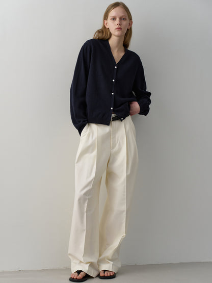 Cotton Two-Tuck Wide Pants_off white