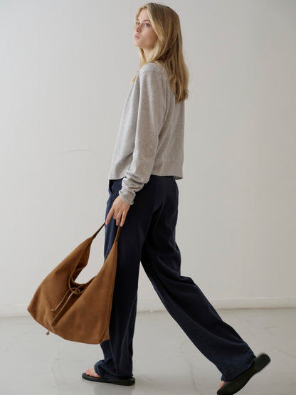 Washed Cotton Straight Pants_navy