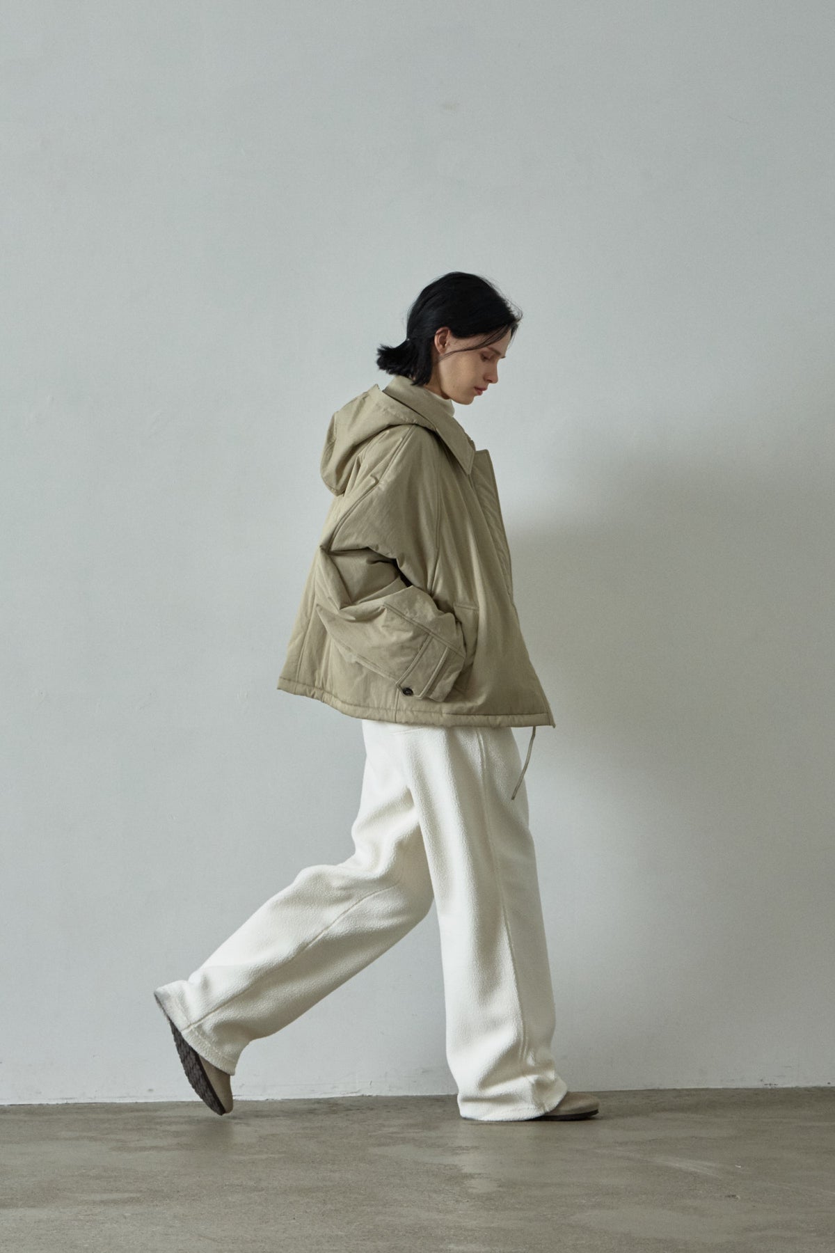 Minimal Hooded Padded Jacket_beige
