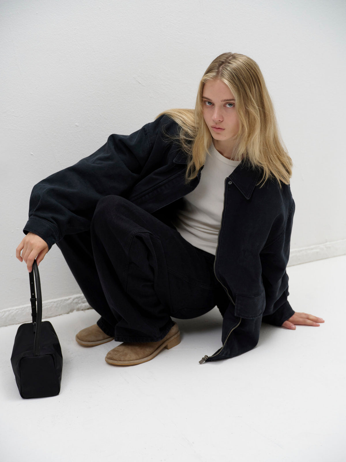 Overfit Vintage Cotton Blouson_Blue Charcoal