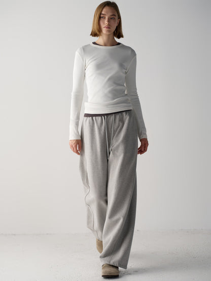 Curved Warm Sweatpants_melange grey