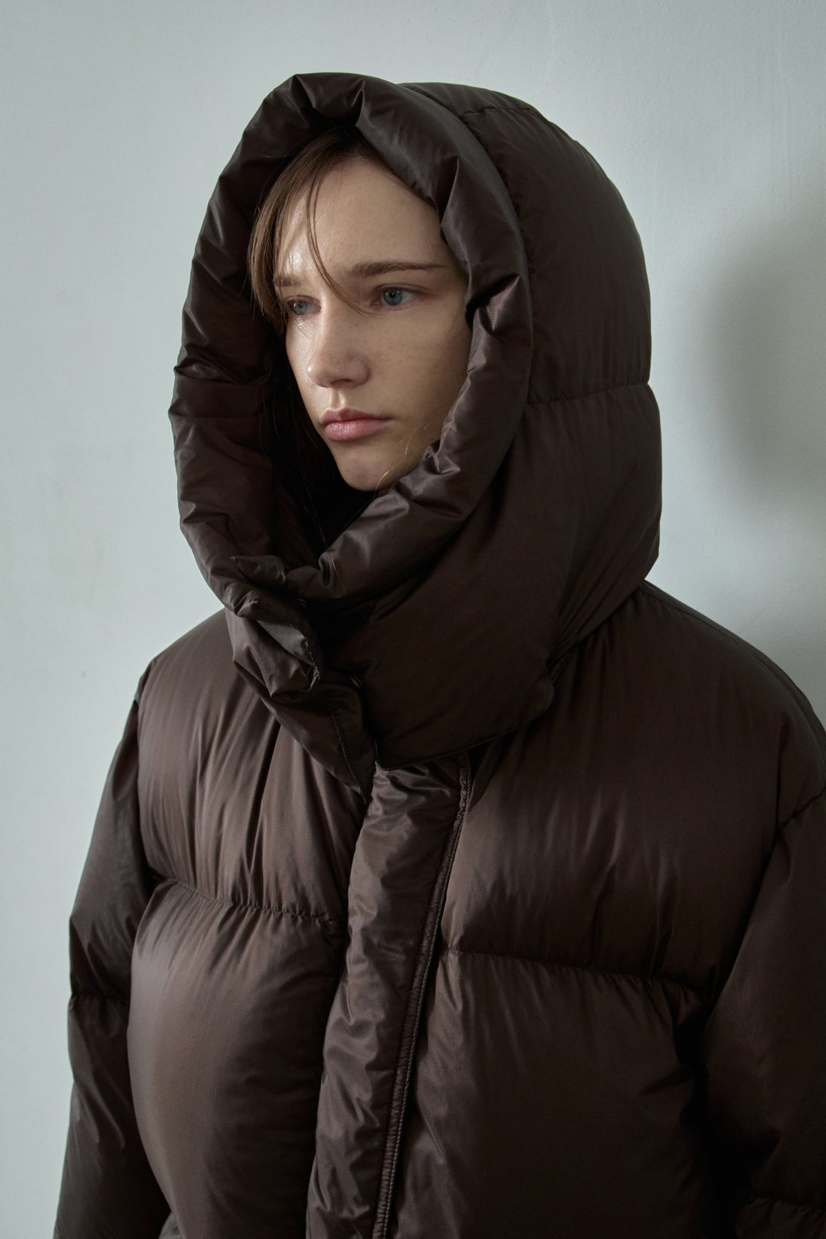 Goose Down Half Padded Coat_brown