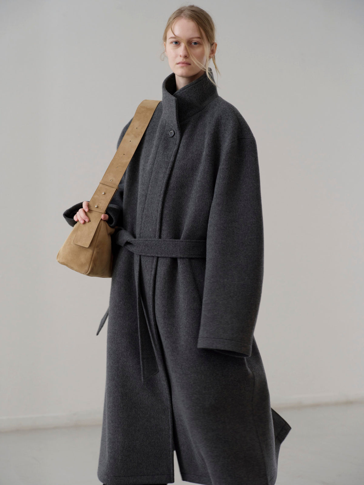 Cashmere High-neck Coat_charcoal