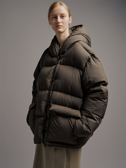 Goose Down Hooded Puffer_brown