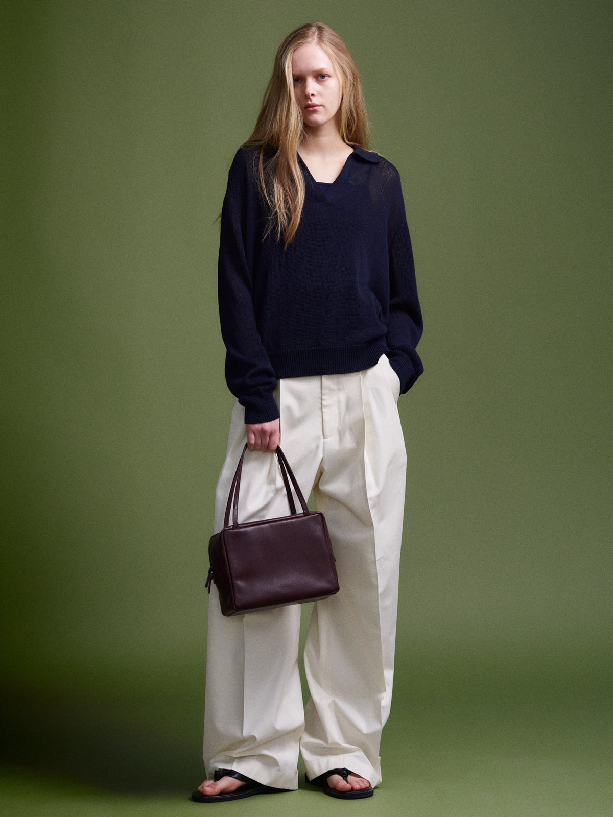Cotton Two-Tuck Wide Pants_off white